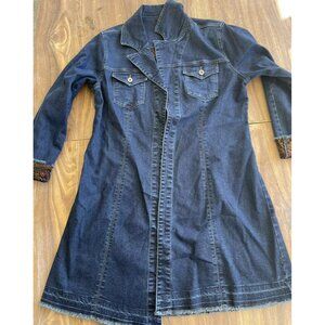 Vintage Ethyl Blue Denim Raw Jean Jacket Womens Size XL